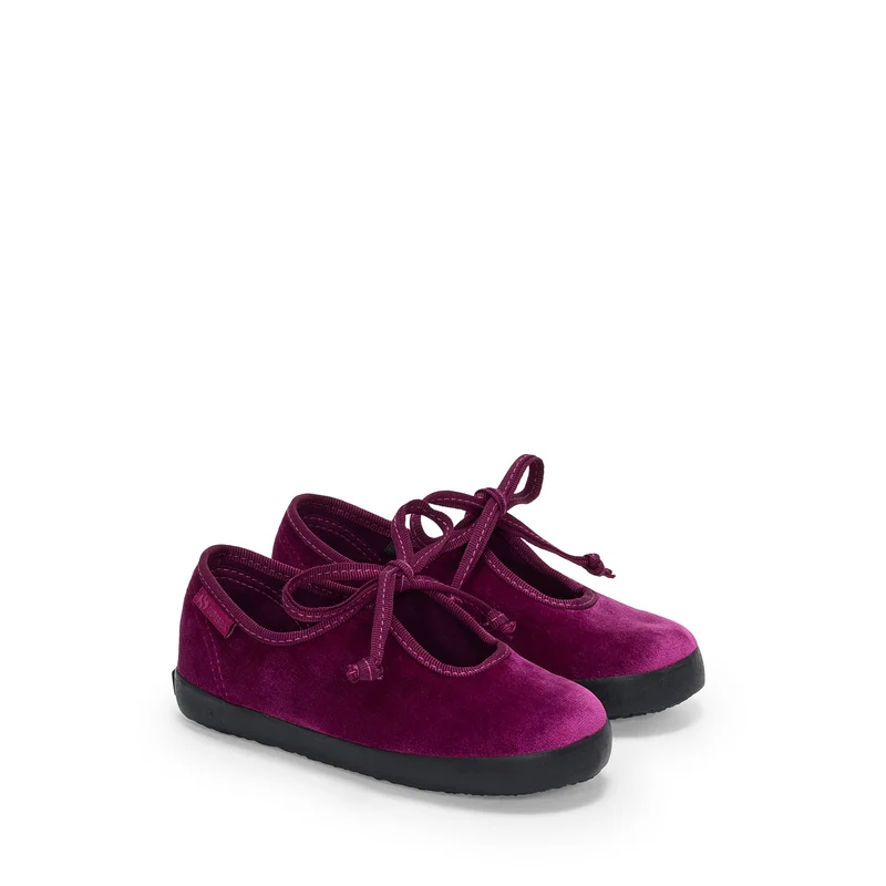2442 KIDS VELVET BALLERINA LACE - Ballerine - Ballerina - Girl - Fucsia-FBlack