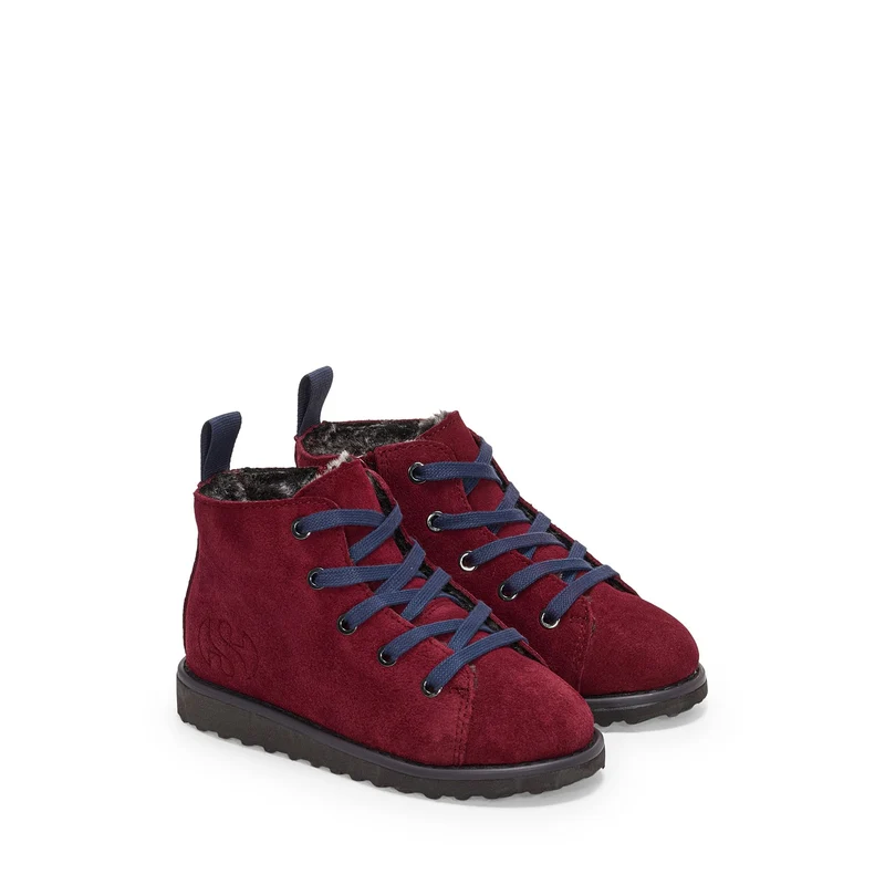 3008 KIDS LACE-UP BOOT SUEDE - Ankle Boots - Laced - Kid unisex - Red Cabernet-Navy