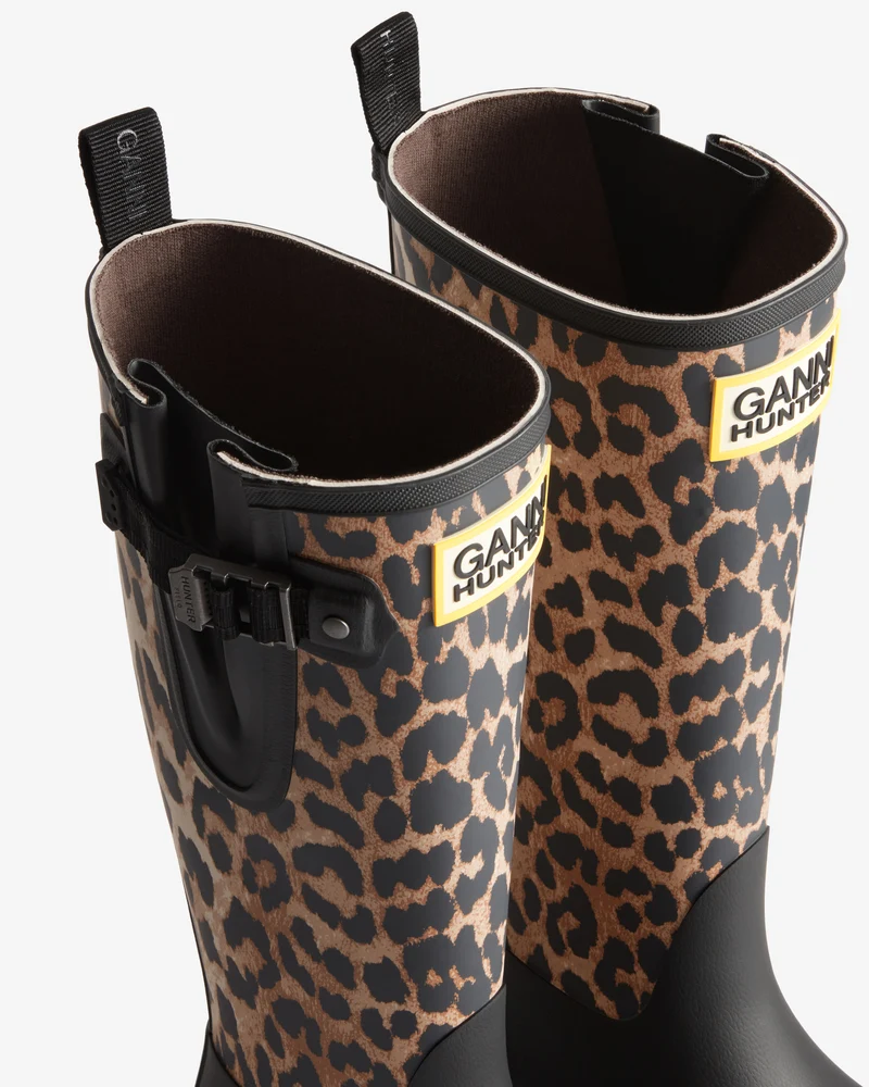 Downpour Adjustable Tall Gummistiefel Ganni X Hunter Leopard (Unisex)