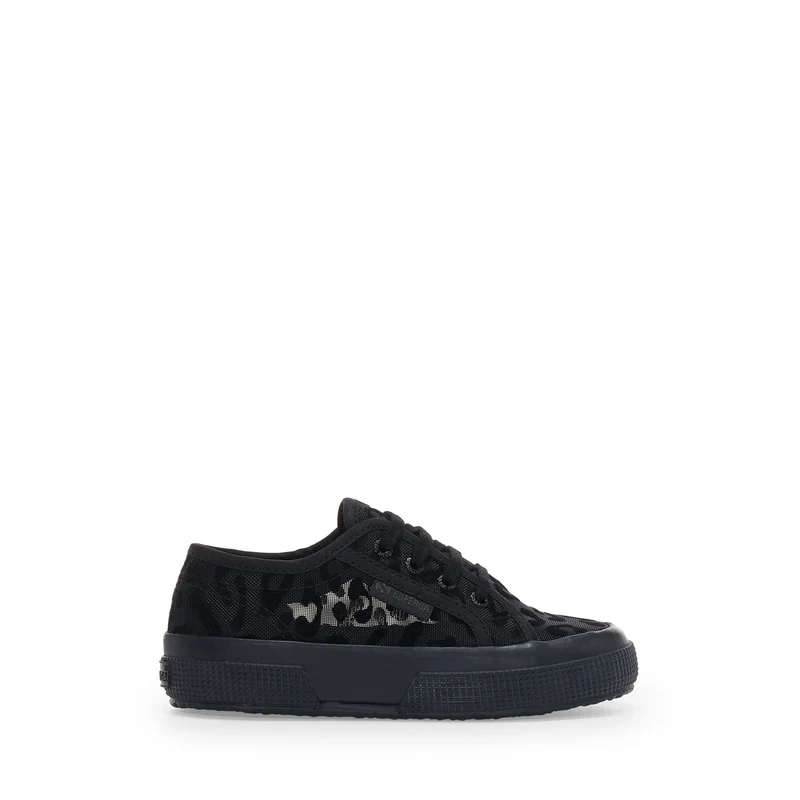 2750 KIDS NET LEOPARD - Le Superga - Low Cut - Girl - Black-Black
