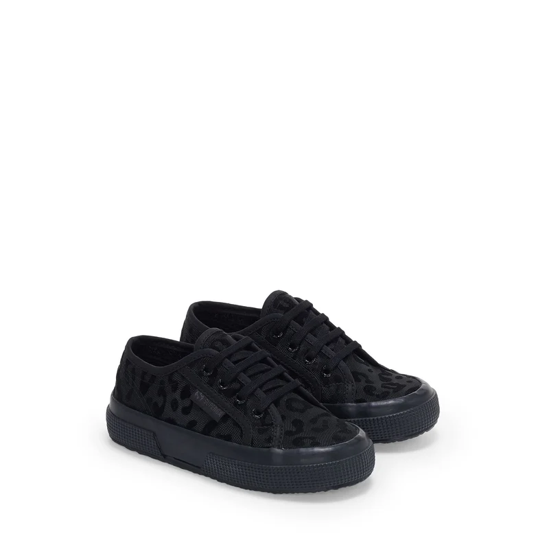 2750 KIDS NET LEOPARD - Le Superga - Low Cut - Girl - Black-Black
