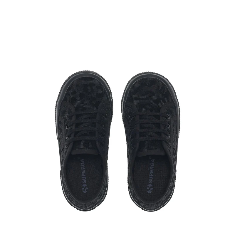 2750 KIDS NET LEOPARD - Le Superga - Low Cut - Girl - Black-Black