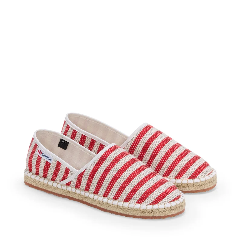 3009 COTTON STRIPES - Espadrilles - Low Heel - Unisex - Red-Off White