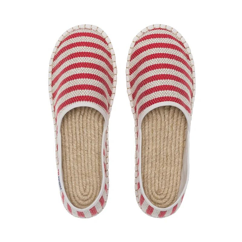 3009 COTTON STRIPES - Espadrilles - Low Heel - Unisex - Red-Off White