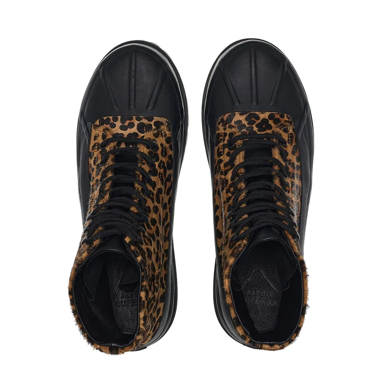 3343 ALPINA DUCK CALFHAIR - Ankle Boots - Mid Cut - Unisex - Leopard print-Black