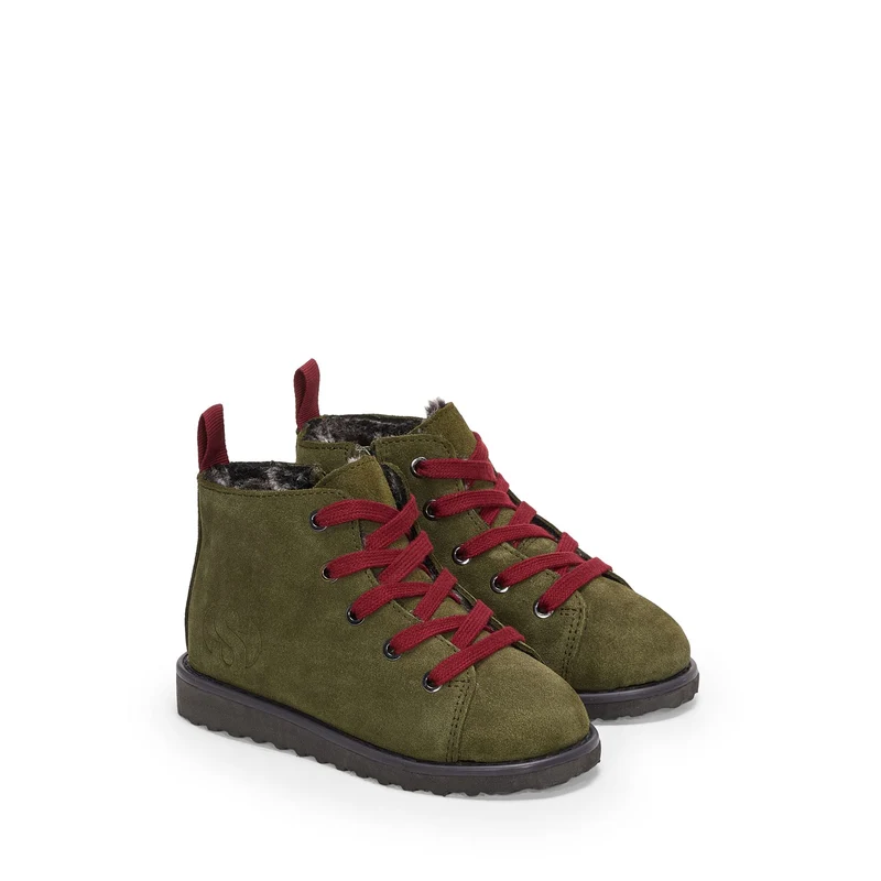 3008 KIDS LACE-UP BOOT SUEDE - Ankle Boots - Laced - Kid unisex - Green Academia-RedCabernet