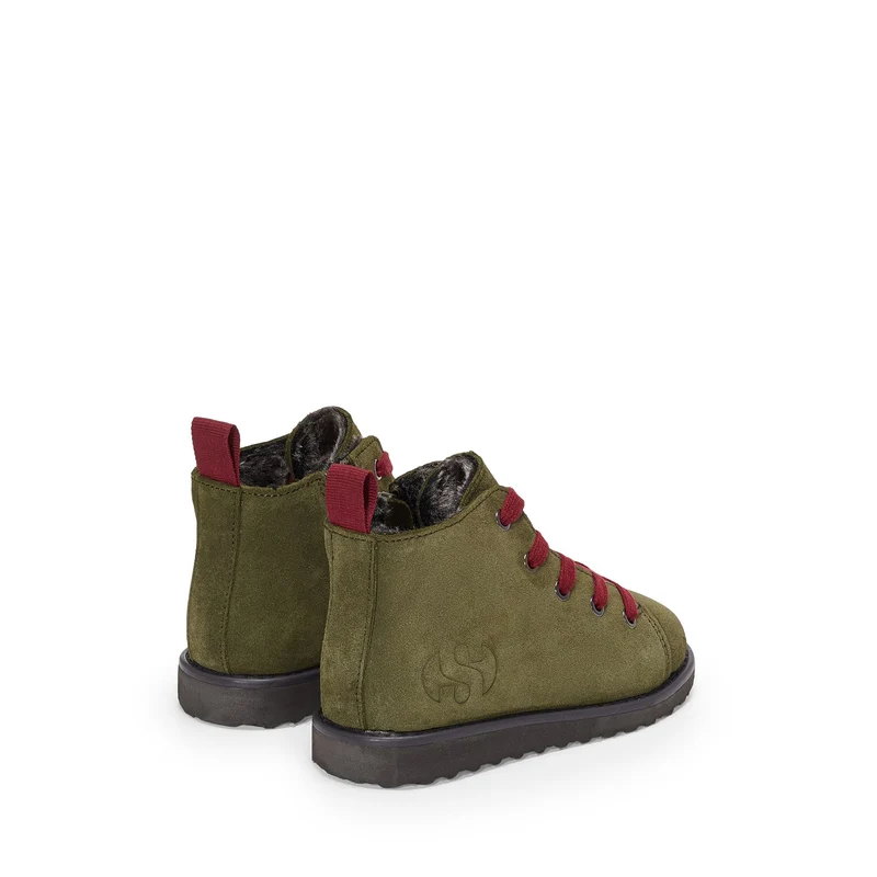 3008 KIDS LACE-UP BOOT SUEDE - Ankle Boots - Laced - Kid unisex - Green Academia-RedCabernet