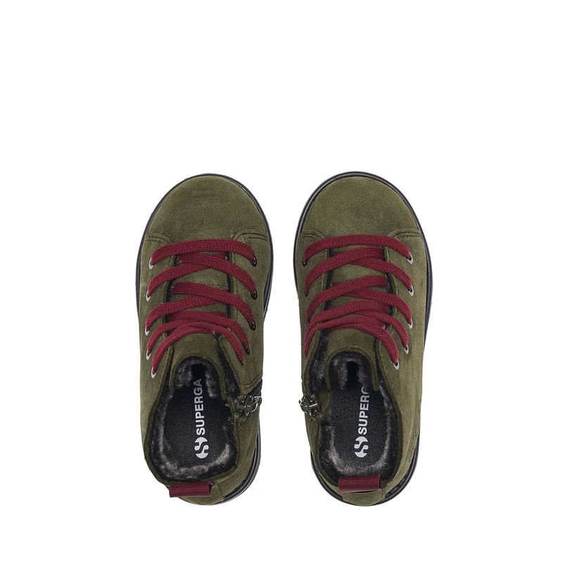 3008 KIDS LACE-UP BOOT SUEDE - Ankle Boots - Laced - Kid unisex - Green Academia-RedCabernet