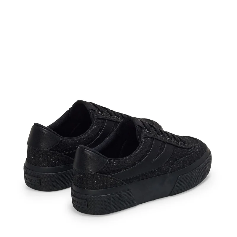 3740 PLATFORM JERSEY LAME BLOCKS LEGGERA - Lady Shoes - Wedge - Woman - Total Black-Black