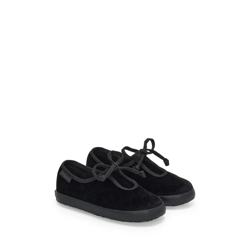 2442 KIDS VELVET BALLERINA LACE - Ballerine - Ballerina - Girl - Total Black-Black