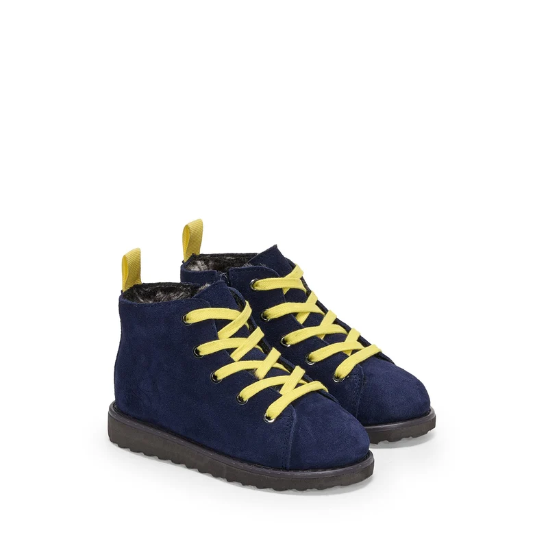 3008 KIDS LACE-UP BOOT SUEDE - Ankle Boots - Laced - Kid unisex - Blue Navy-Yellow