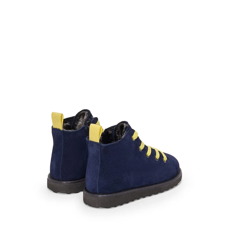 3008 KIDS LACE-UP BOOT SUEDE - Ankle Boots - Laced - Kid unisex - Blue Navy-Yellow
