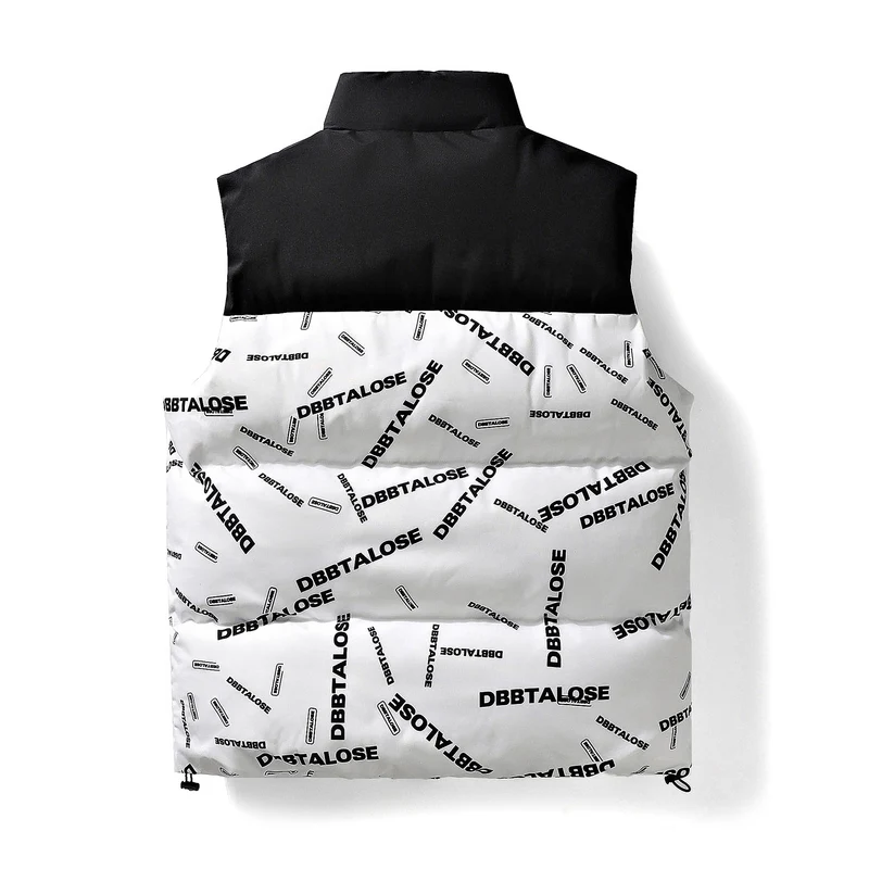 Herren Gepolsterte Steppweste mit hohem Kragen Allover-Logoprint & Kordelzugsaum Nord Taschen