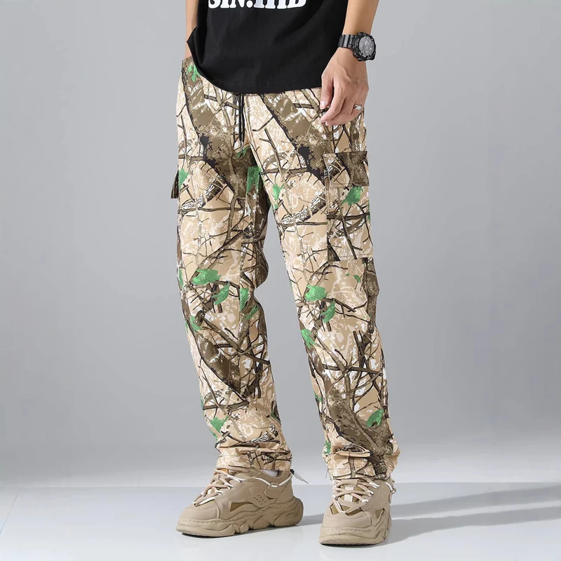 Herren Gemusterte Cargo-Jogginghose mit Tunnelzug, aufgesetzten Taschen & tapered Bein Nord Taschen