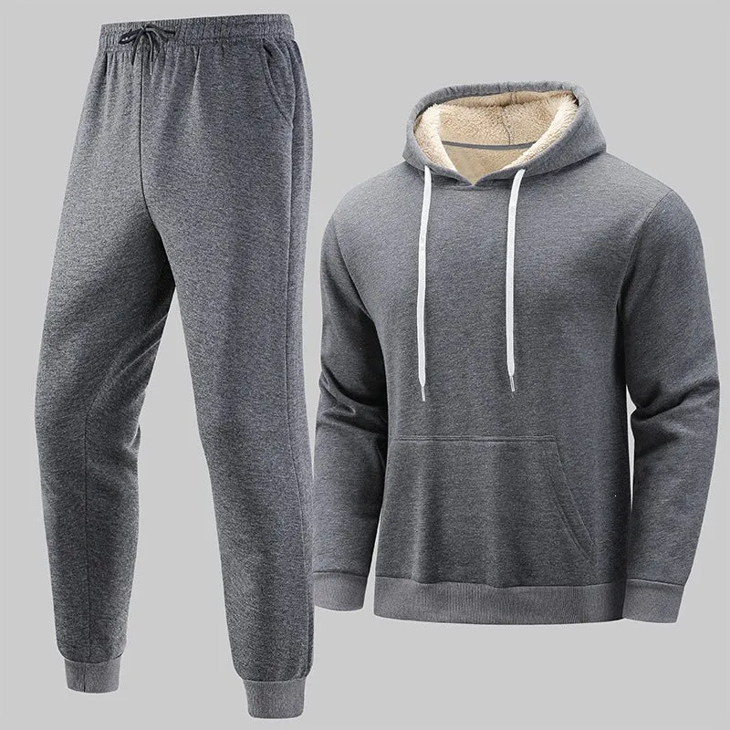 Herren Gefüttertes Freizeit-Set aus Kapuzenpullover mit Teddyfutter‑Kapuze & Thermo-Jogginghose Nord Taschen