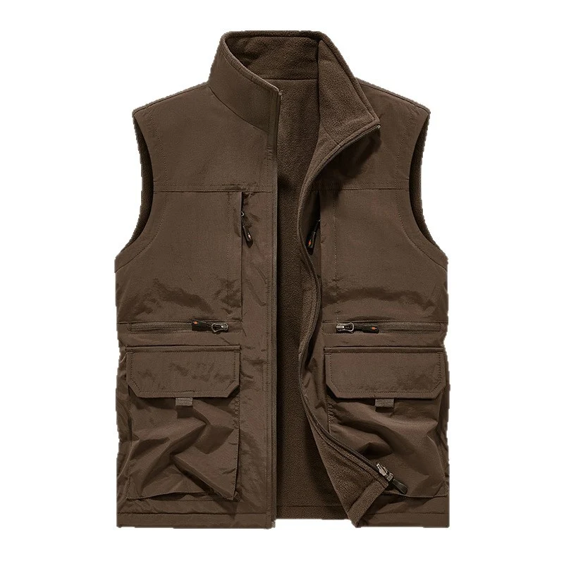 Herren Gefütterte Utility‑Weste mit wärmendem Fleece‑Innenfutter, winddicht & Multifach‑Taschen Nord Taschen