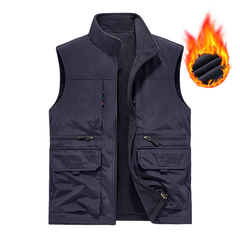 Herren Gefütterte Utility‑Weste mit wärmendem Fleece‑Innenfutter, winddicht & Multifach‑Taschen Nord Taschen