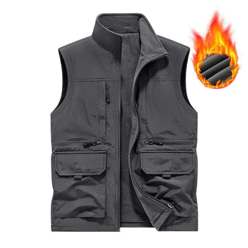 Herren Gefütterte Utility‑Weste mit wärmendem Fleece‑Innenfutter, winddicht & Multifach‑Taschen Nord Taschen