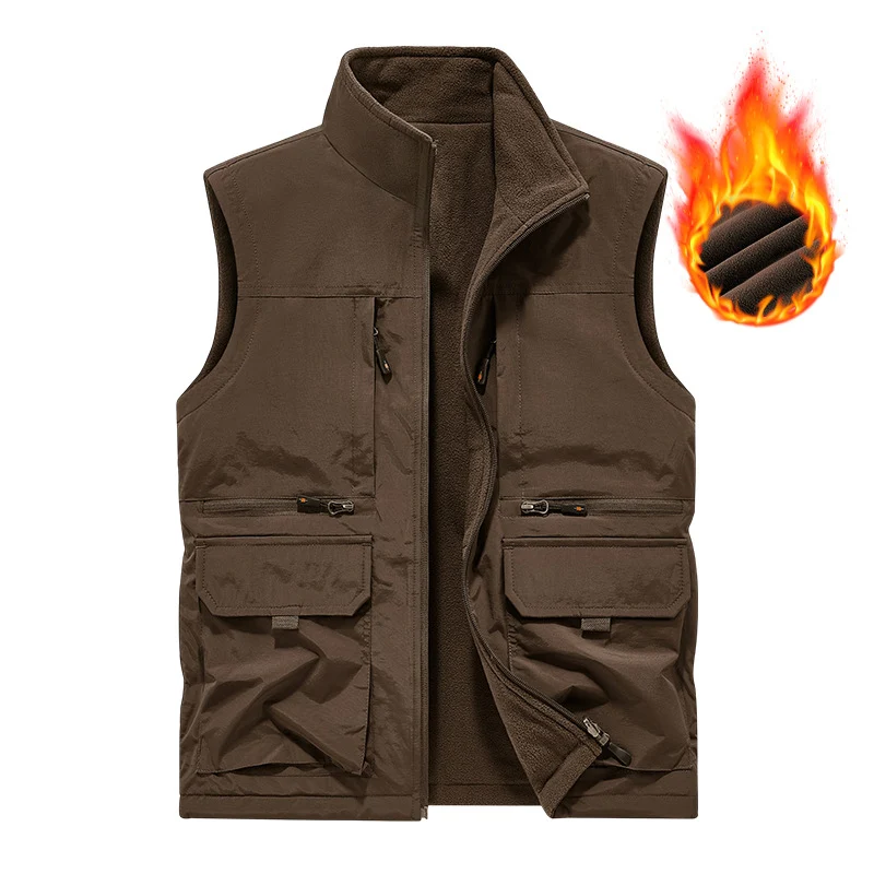 Herren Gefütterte Utility‑Weste mit wärmendem Fleece‑Innenfutter, winddicht & Multifach‑Taschen Nord Taschen