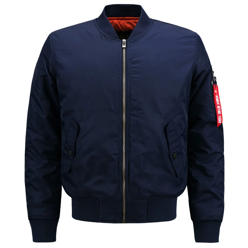 Herren Pilotenbomberjacke im Aviatorstil mit kontrastierendem Thermofutter, Utility-Ärmeltasche und elastischen Rippbündchen Nord Taschen
