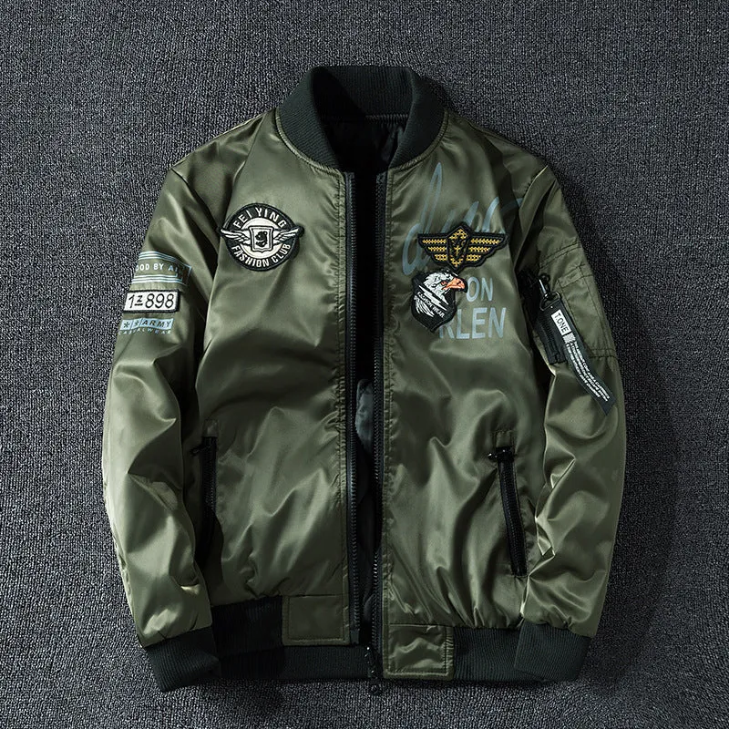 Herren Pilotenbomberjacke im Aviator-Look mit Badge-Applikationen, Ärmeltasche und gerippten Bündchen Nord Taschen