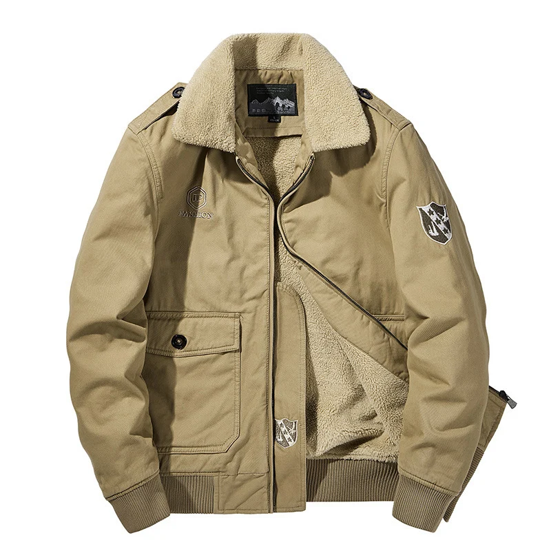 Herren Pilotenblouson mit Sherpa-Futter, Schulterklappen und Reißverschluss Nord Taschen