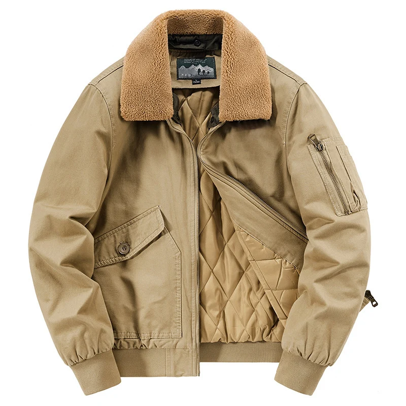 Herren Pilotenblouson mit gesteppter Thermo-Innenfüllung und Sherpa-Kragen Nord Taschen