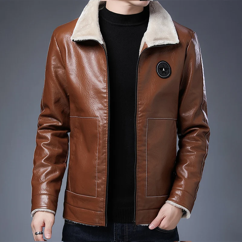 Herren Pilotenblouson in Lederoptik mit Sherpa-Innenfutter und Stehkragen Nord Taschen