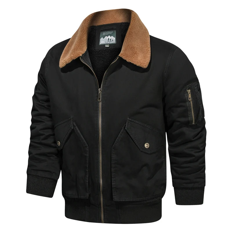 Herren Pilotenblouson im Canvas-Utility-Stil mit Sherpa-Kragen und Ärmeltasche Nord Taschen