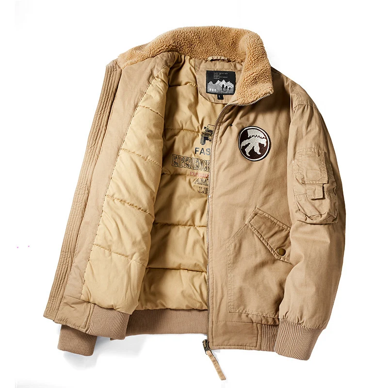 Herren Piloten-Bomberjacke mit Teddykragen, gesteppter Thermofütterung und Utility-Taschen Nord Taschen