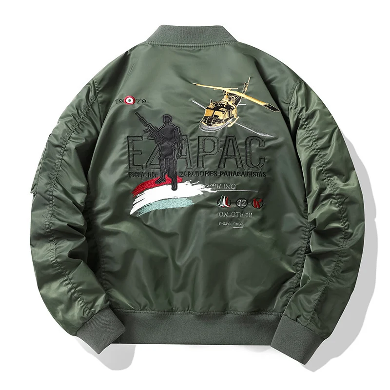 Herren Piloten-Bomberjacke im Vintage-Military-Stil mit gestickten Flugpatches und wasserabweisender Nylonoberfläche Nord Taschen