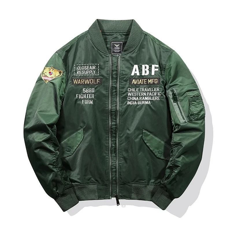 Herren Piloten-Bomberjacke im Vintage-Militärstil mit Stickpatches und Utility-Ärmeltasche Nord Taschen