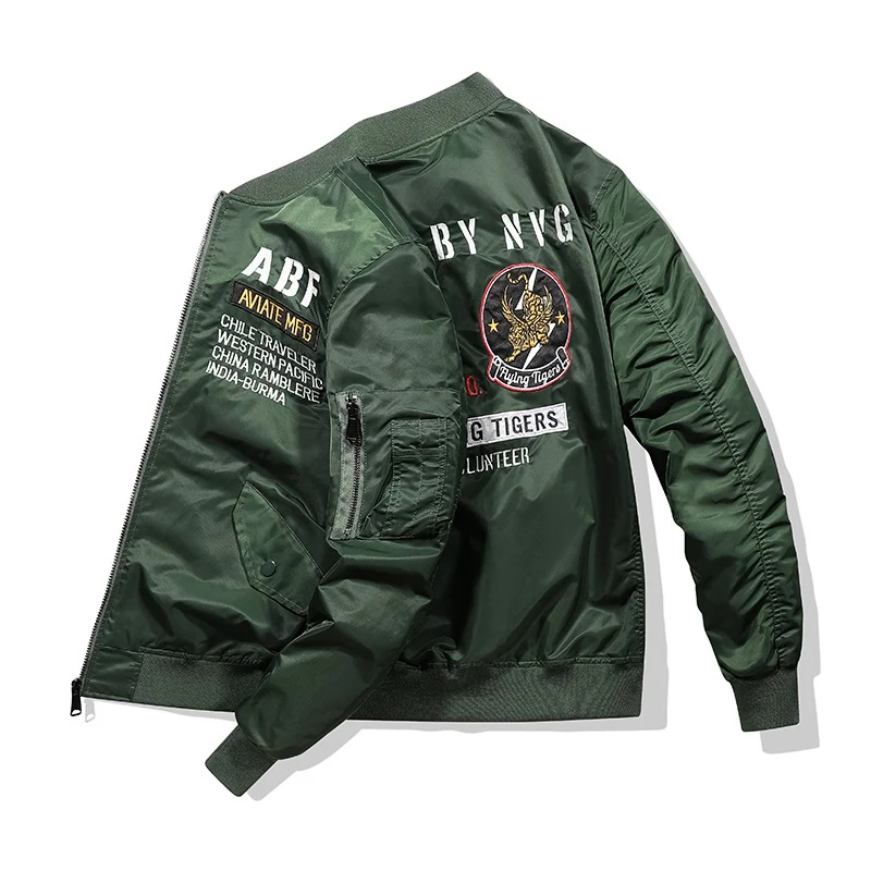 Herren Piloten-Bomberjacke im Vintage-Militärstil mit Stickpatches und Utility-Ärmeltasche Nord Taschen