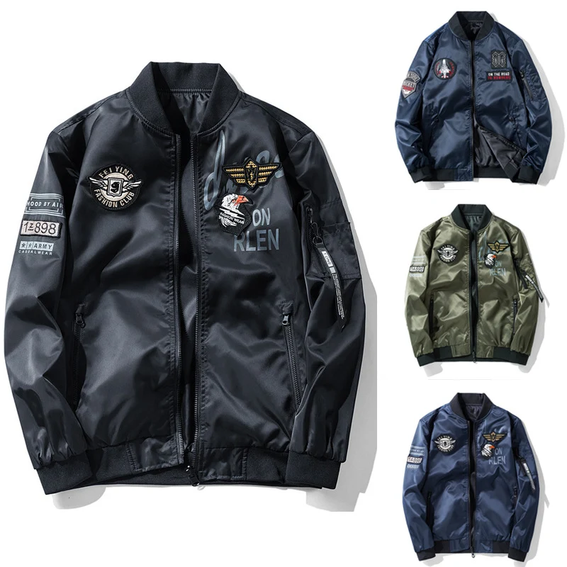 Herren Piloten-Bomberjacke im Aviator-Look mit Patch‑Applikationen und windabweisendem Nylon Nord Taschen