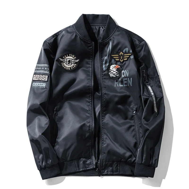 Herren Piloten-Bomberjacke im Aviator-Look mit Patch‑Applikationen und windabweisendem Nylon Nord Taschen