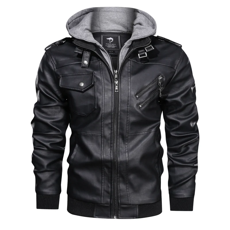 Herren Piloten-Blouson aus Kunstleder mit integriertem Kapuzen-Inlay und Zipper-Details Nord Taschen