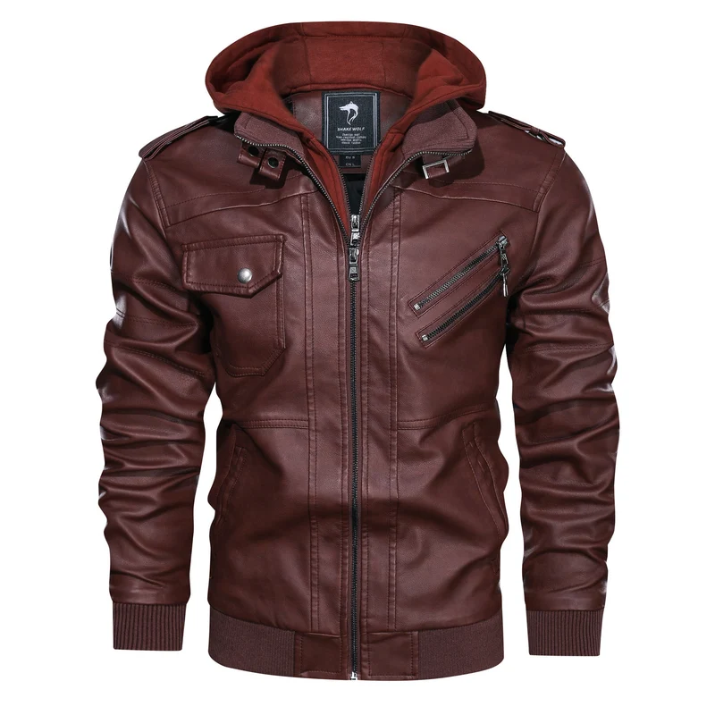 Herren Piloten-Blouson aus Kunstleder mit integriertem Kapuzen-Inlay und Zipper-Details Nord Taschen