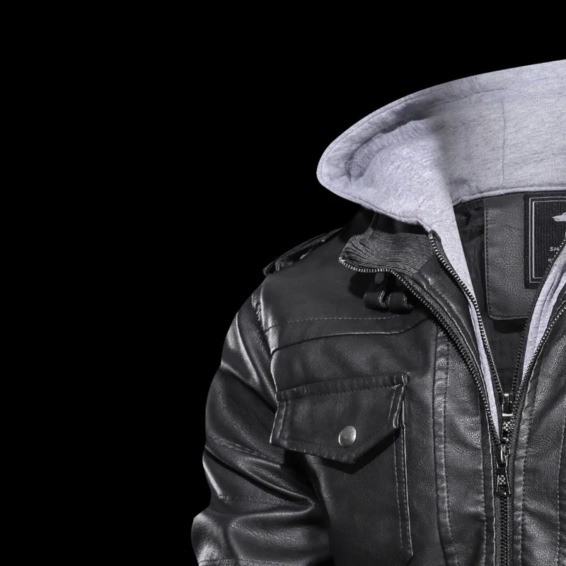 Herren Piloten-Blouson aus Kunstleder mit integriertem Kapuzen-Inlay und Zipper-Details Nord Taschen
