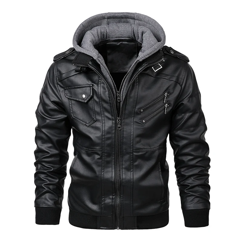 Herren Piloten-Blouson aus Kunstleder mit integriertem Kapuzen-Inlay und Zipper-Details Nord Taschen
