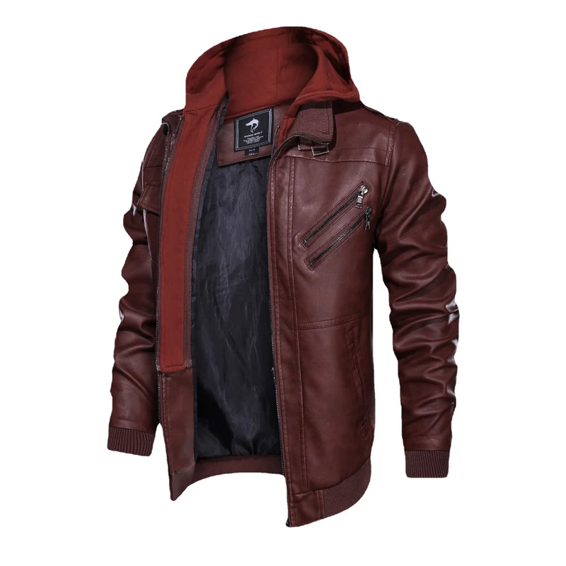 Herren Piloten-Blouson aus Kunstleder mit integriertem Kapuzen-Inlay und Zipper-Details Nord Taschen