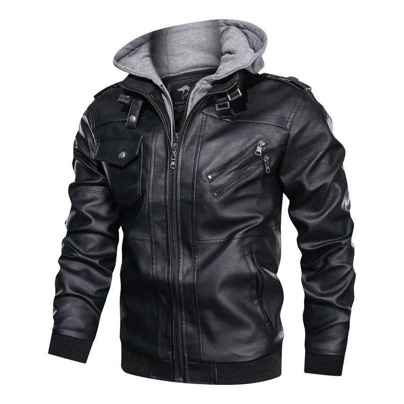 Herren Piloten-Blouson aus Kunstleder mit integriertem Kapuzen-Inlay und Zipper-Details Nord Taschen