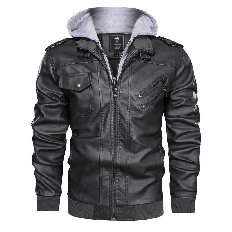 Herren Piloten-Blouson aus Kunstleder mit integriertem Kapuzen-Inlay und Zipper-Details Nord Taschen
