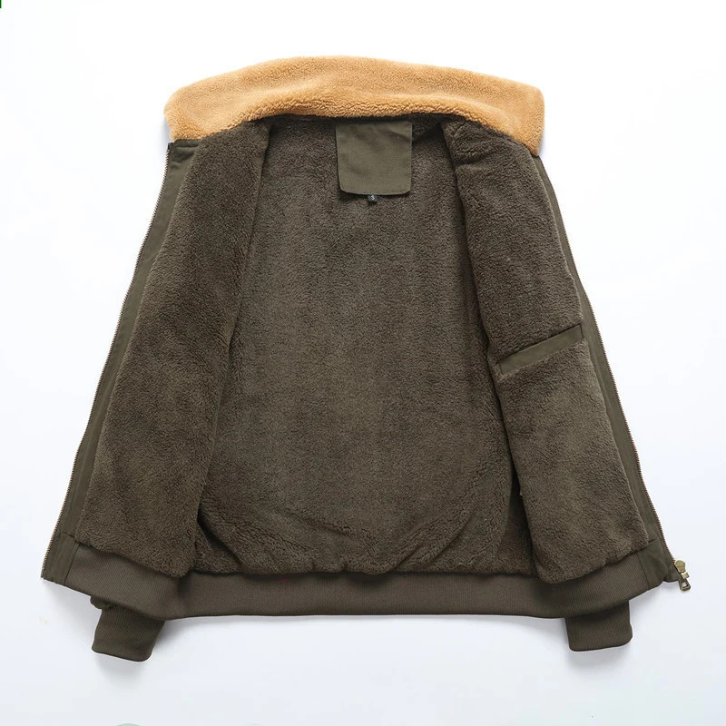Herren Pilot-Blouson aus robustem Canvas mit Kunstfellkragen und Multitaschen-Design Nord Taschen