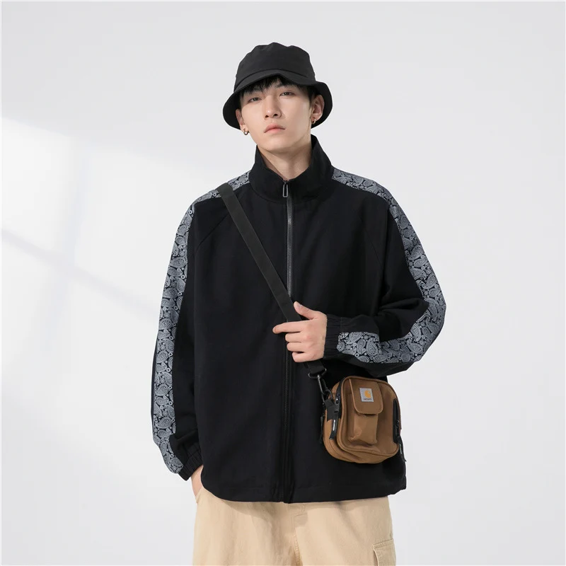 Herren Oversize Übergangsjacke mit Raglanärmeln, Stehkragen und elastischen Bündchen Nord Taschen