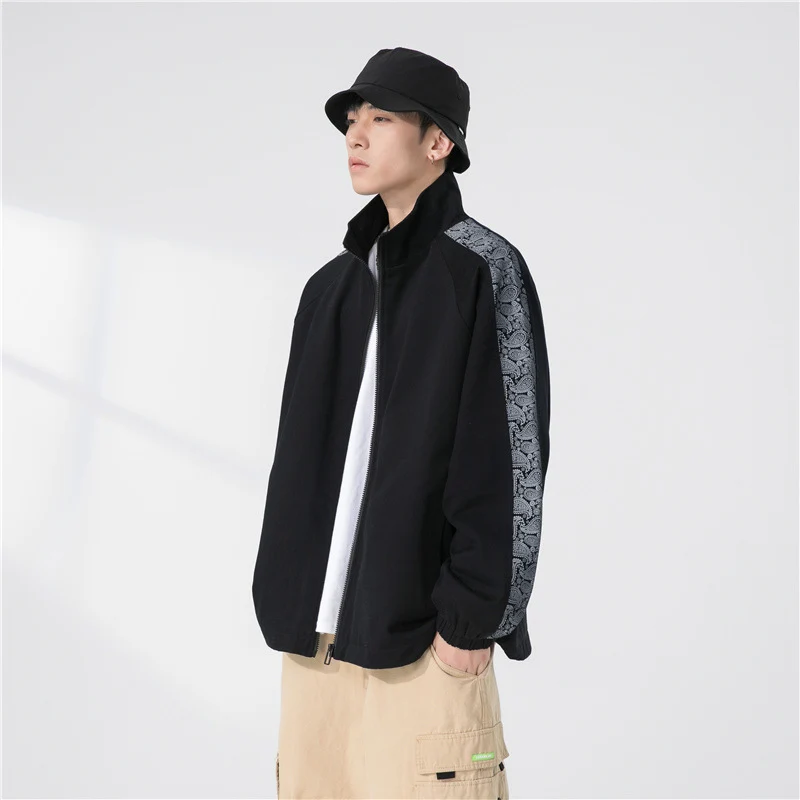 Herren Oversize Übergangsjacke mit Raglanärmeln, Stehkragen und elastischen Bündchen Nord Taschen
