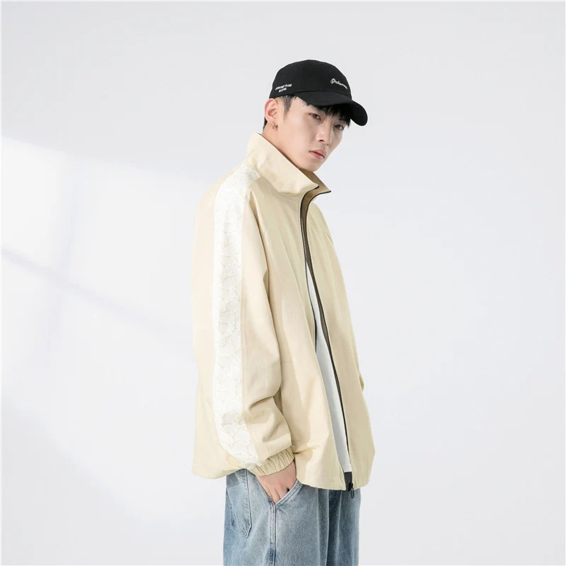 Herren Oversize Übergangsjacke mit Raglanärmeln, Stehkragen und elastischen Bündchen Nord Taschen