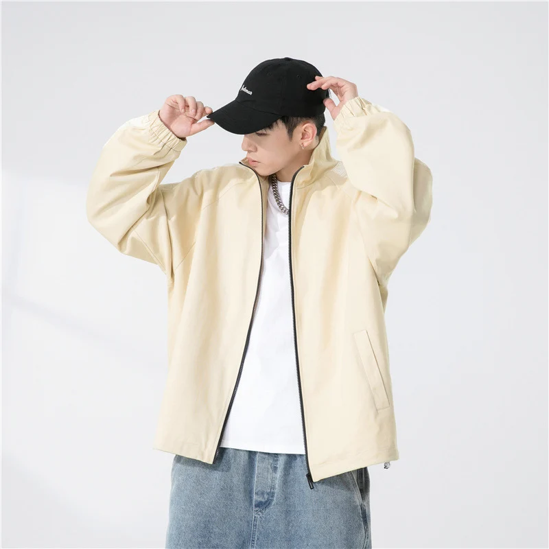 Herren Oversize Übergangsjacke mit Raglanärmeln, Stehkragen und elastischen Bündchen Nord Taschen