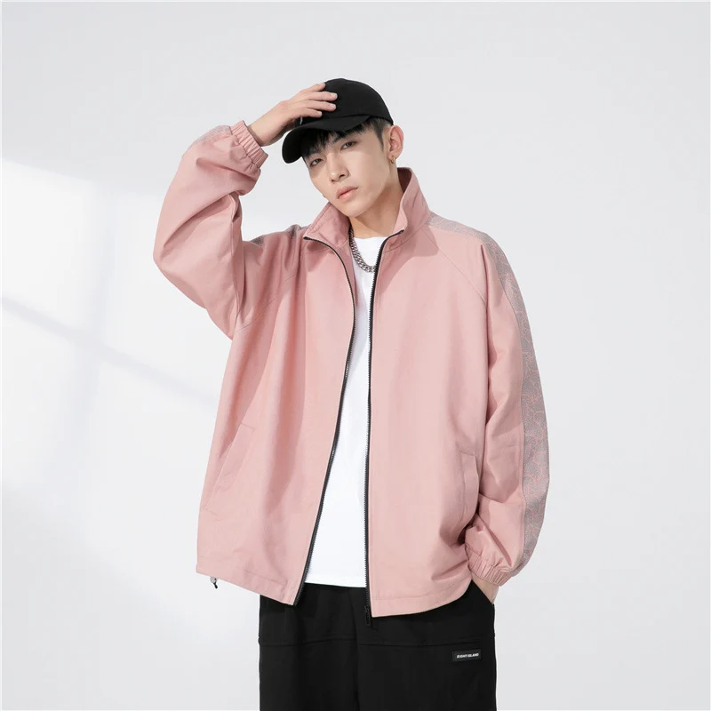 Herren Oversize Übergangsjacke mit Raglanärmeln, Stehkragen und elastischen Bündchen Nord Taschen