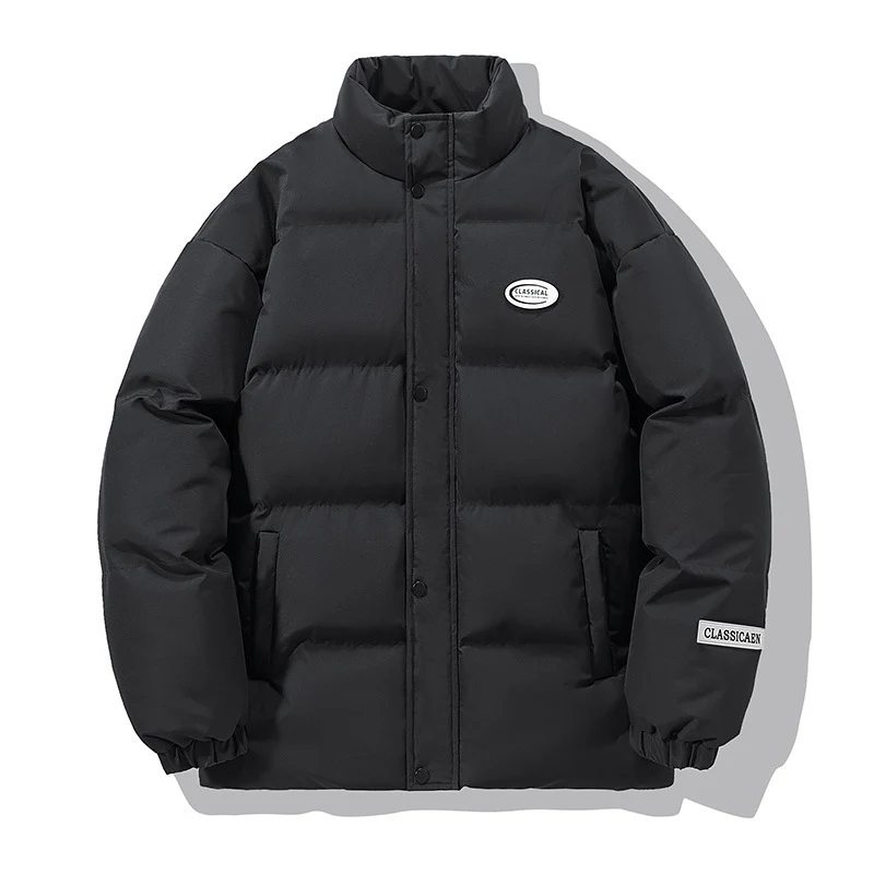 Herren Oversize-Steppjacke mit hohem Stehkragen und Druckknopffront Nord Taschen