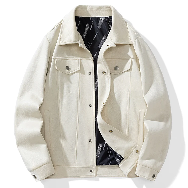 Herren Overshirt‑Jacke aus weichem Wollmix mit gesteppter Innenfütterung und Druckknopfverschluss Nord Taschen